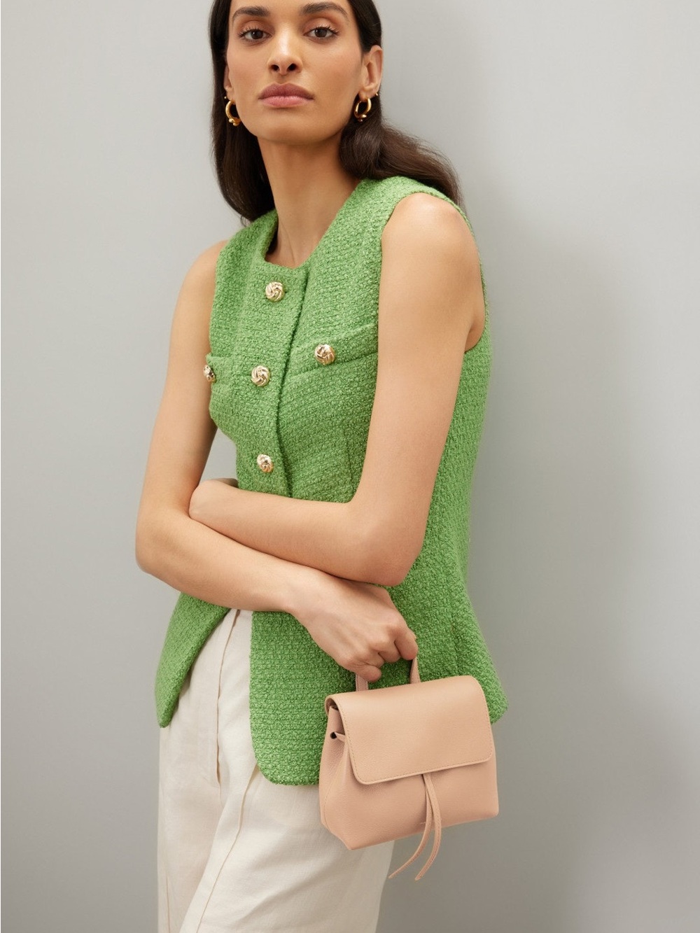 Mansur Gavriel Mini Soft Lady Bag Blush Leather Crossbody Shoulder Bag